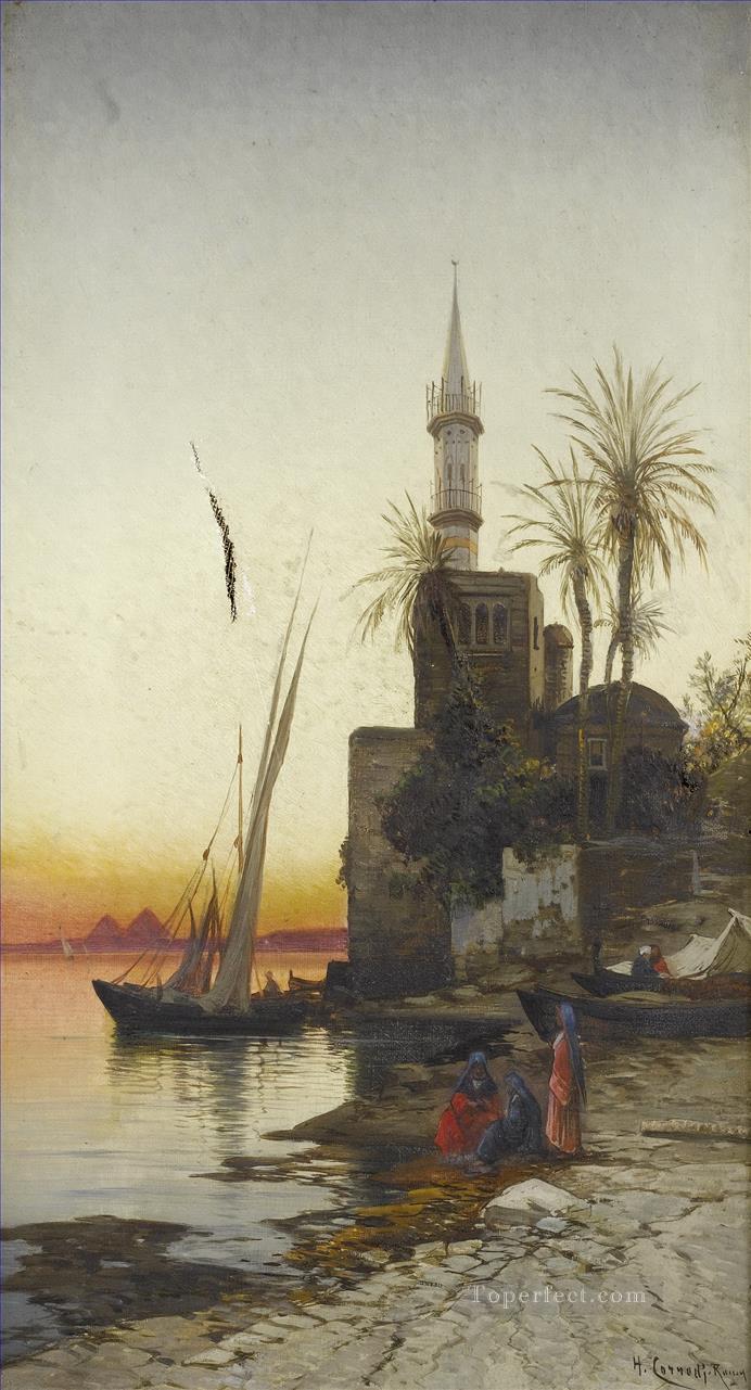 a orillas del nilo 1 Hermann David Salomon Corrodi paisajes orientalistas Pintura al óleo